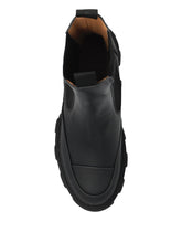 Ganni Chelsea Mid Silk and Nylon Leather Boots Black