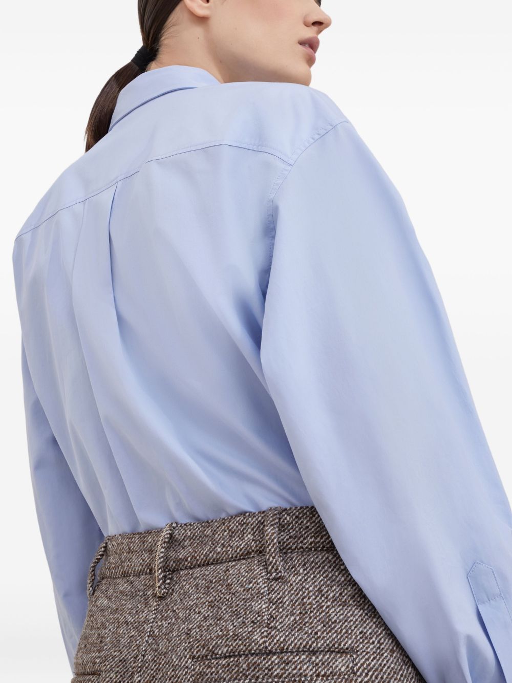 Brunello Cucinelli High-Waisted Wool Midi Skirt With Front Split Brown
