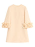 Valentino Crepe Couture Floral-Appliqué Wool-Silk Mini Dress Beige