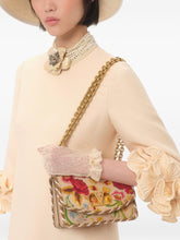 Valentino Crepe Couture Floral-Appliqué Wool-Silk Mini Dress Beige