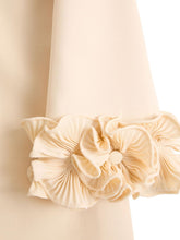 Valentino Crepe Couture Floral-Appliqué Wool-Silk Mini Dress Beige