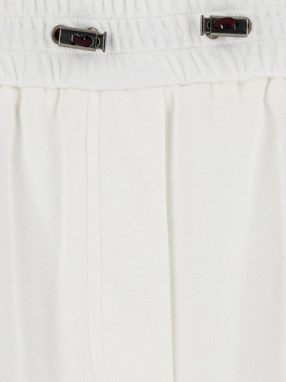Brunello Cucinelli Elasticated Waistband Cotton Trousers White
