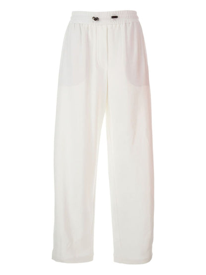Brunello Cucinelli Elasticated Waistband Cotton Trousers White