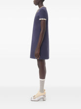 Valentino Short Embroidered Crepe Couture Dress Blue