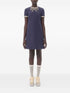 Valentino Short Embroidered Crepe Couture Dress Blue