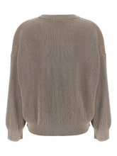 Brunello Cucinelli Cotton Crewneck Sweater with Drop Shoulders Light Brown