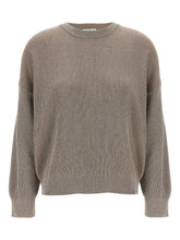 Brunello Cucinelli Cotton Crewneck Sweater with Drop Shoulders Light Brown