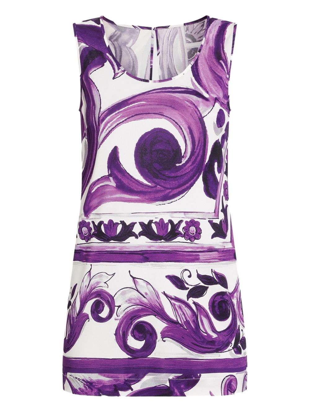 Dolce & Gabbana Maiolica Print Sleeveless Tank Top Purple