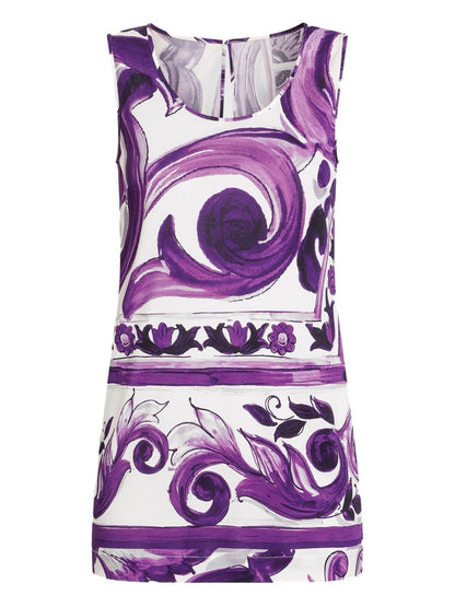 Dolce &amp; Gabbana Maiolica Print Sleeveless Tank Top Purple