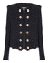 Balmain Edge-to-Edge Black Tweed Short Jacket with Decorative Buttons Black