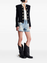 Balmain Edge-to-Edge Black Tweed Short Jacket with Decorative Buttons Black
