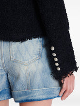 Balmain Edge-to-Edge Black Tweed Short Jacket with Decorative Buttons Black
