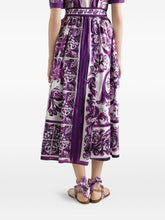 Dolce & Gabbana Maiolica Print Cotton Shirt Dress Purple