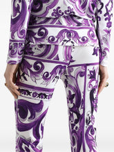 Dolce & Gabbana Slim-Fit Maiolica Print High-Waist Trousers Purple