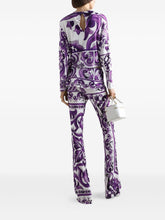 Dolce & Gabbana Slim-Fit Maiolica Print High-Waist Trousers Purple