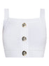 Balmain Tweed Crop Top with Decorative Buttons White