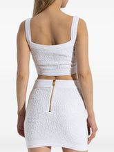 Balmain Tweed Crop Top with Decorative Buttons White