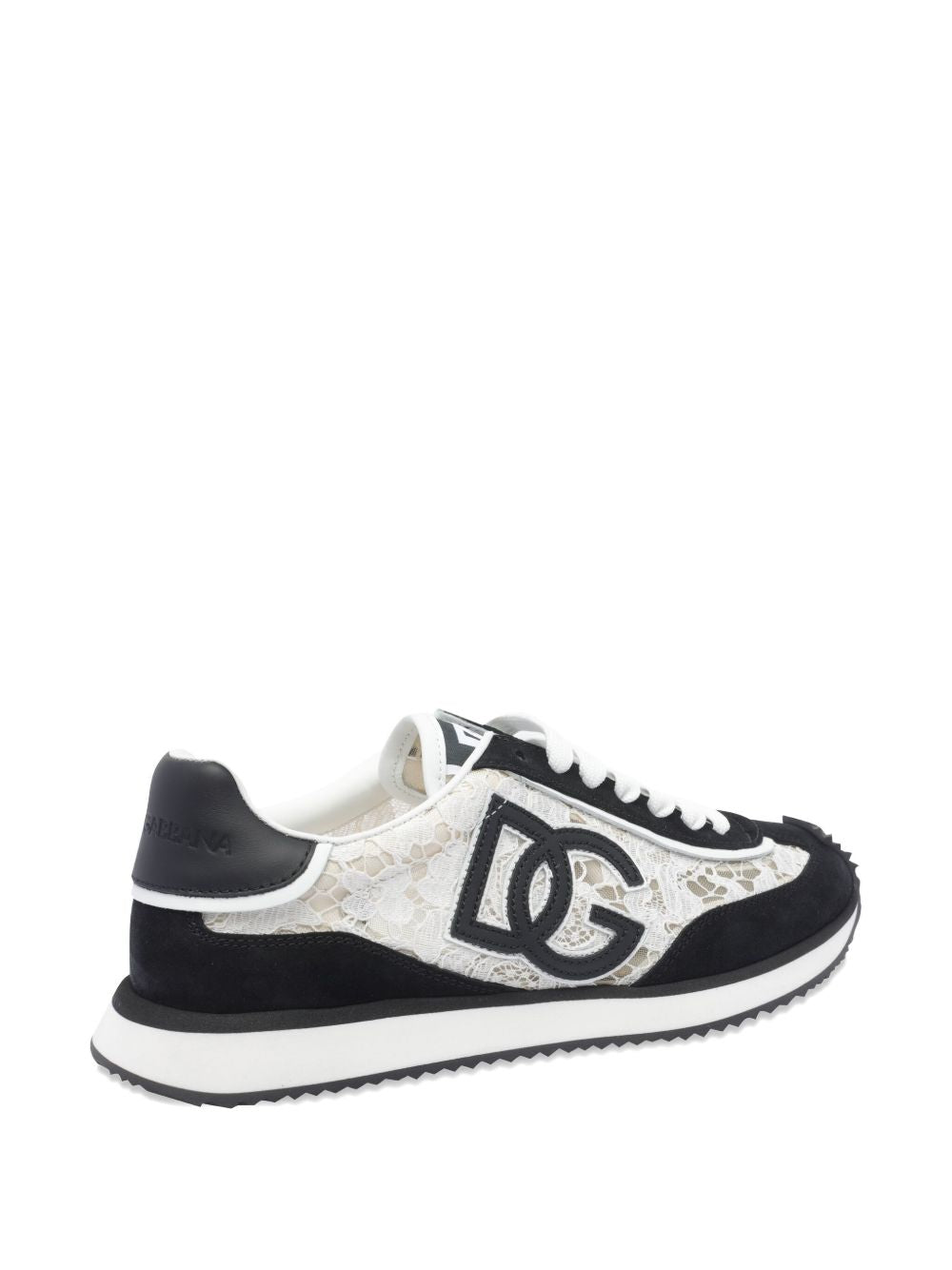 Dolce & Gabbana White Leather Sneakers with Contrasting Branded Heel White