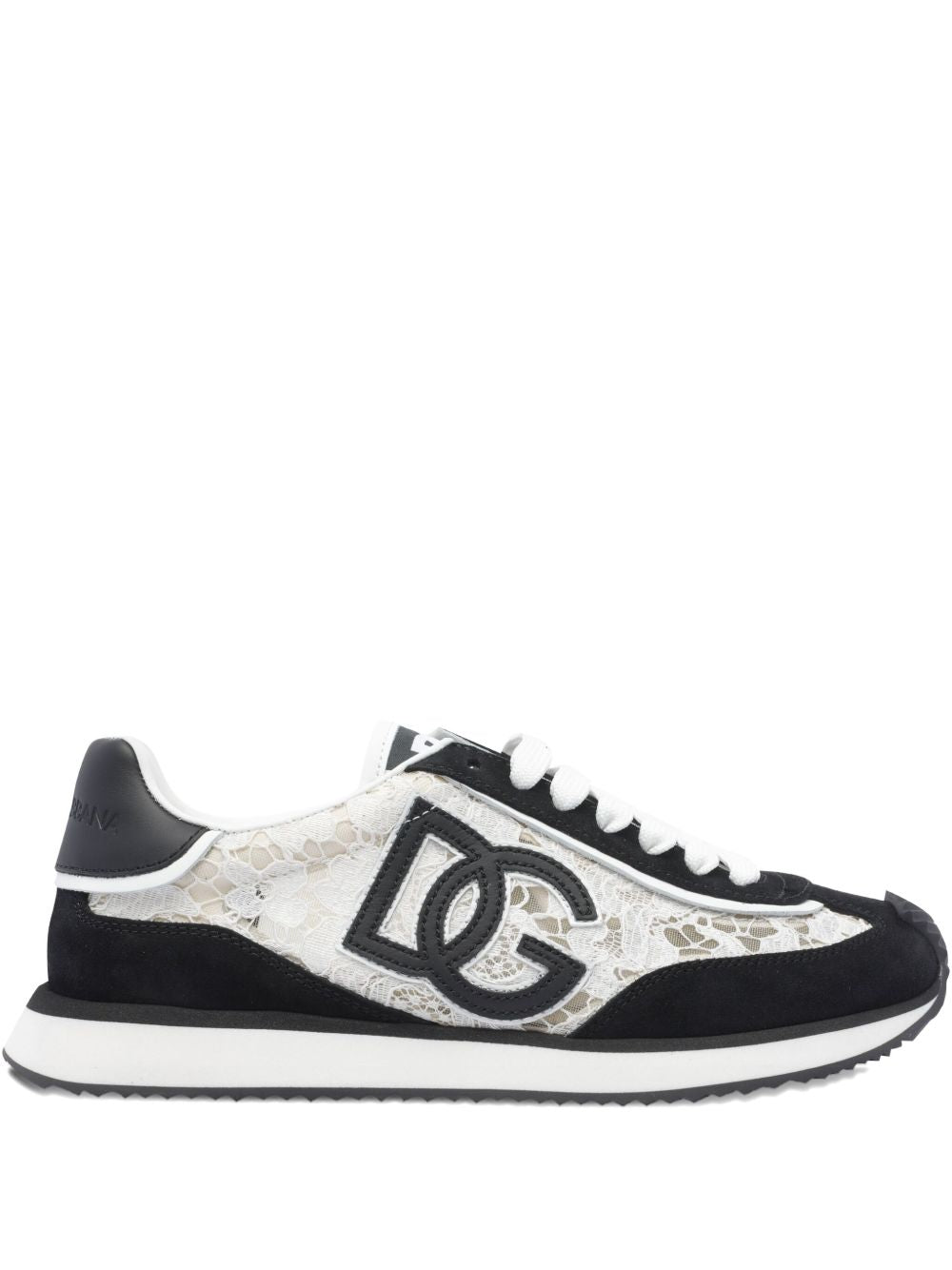 Dolce & Gabbana White Leather Sneakers with Contrasting Branded Heel White