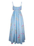 Zimmermann Clear Blue Lucky Printed Cotton Maxi Dress with Lace and Open Back Clear Blue