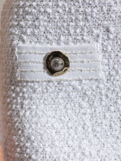 Balmain Tweed Mini Skirt with Decorative Buttons White