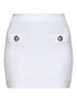 Balmain Tweed Mini Skirt with Decorative Buttons White
