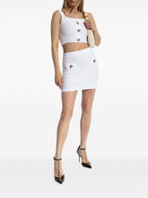 Balmain Tweed Mini Skirt with Decorative Buttons White