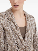 Brunello Cucinelli Open-Front Chunky Knit Wool-Cashmere Cardigan Beige Beige
