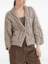 Brunello Cucinelli Open-Front Chunky Knit Wool-Cashmere Cardigan Beige Beige