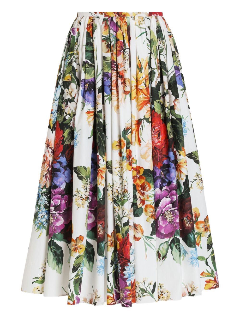 Dolce & Gabbana Floral Cotton Midi Skirt White