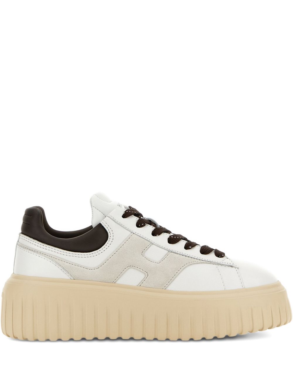 Hogan Pre H-Stripes Leather Platform Sneakers Brown