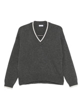 Brunello Cucinelli Cashmere V-Neck Sweater in Grey Grey