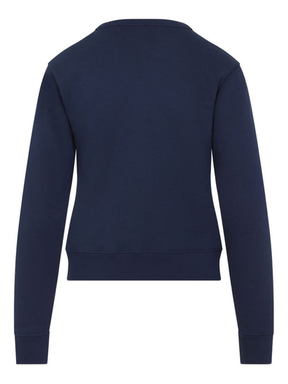 Valentino Cotton Embroidered Crew-Neck Sweater Blue