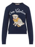 Valentino Cotton Embroidered Crew-Neck Sweater Blue