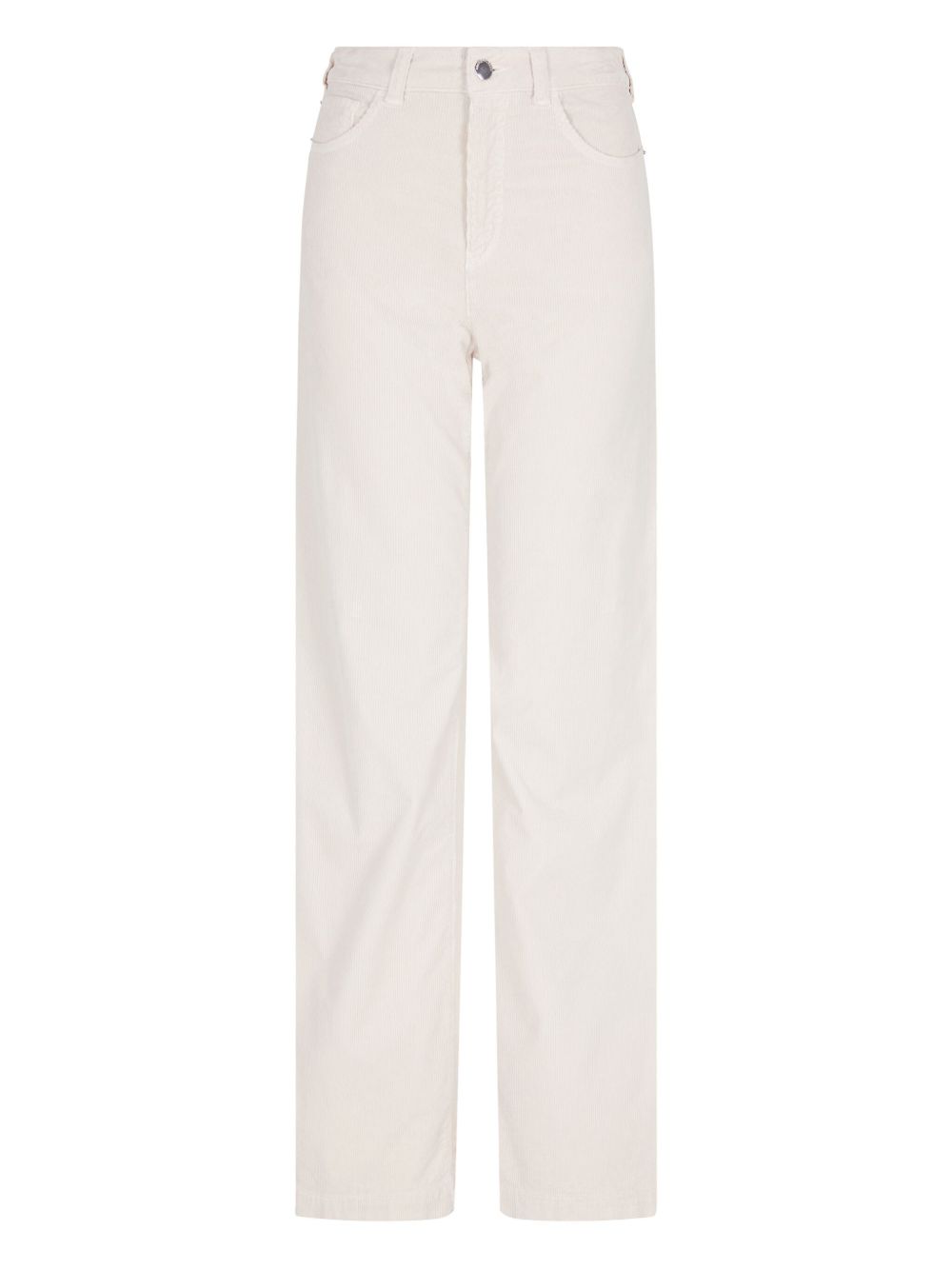 Emporio Armani Wide-Leg Ivory Corduroy Jeans with Classic Five Pockets Ivory