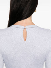 Brunello Cucinelli Grey Ribbed Cotton Crewneck Sweater with Back Keyhole grey