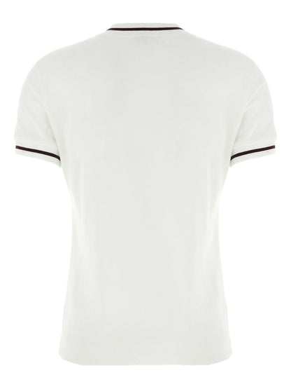 Brunello Cucinelli Cotton T-Shirt with Burgundy Trim White White