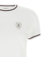 Brunello Cucinelli Cotton T-Shirt with Burgundy Trim White White