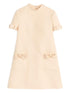 Valentino Short Crepe Couture Bow-Detail Wool and Silk Dress Beige
