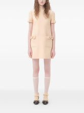 Valentino Short Crepe Couture Bow-Detail Wool and Silk Dress Beige