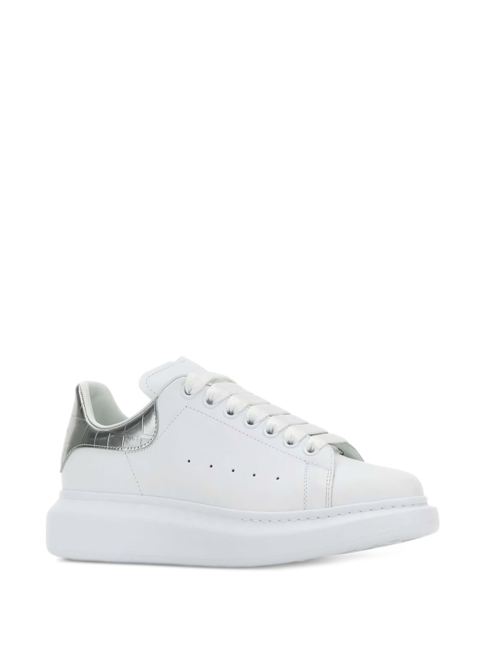 Alexander McQueen Oversized Leather Sneakers Silver Silver