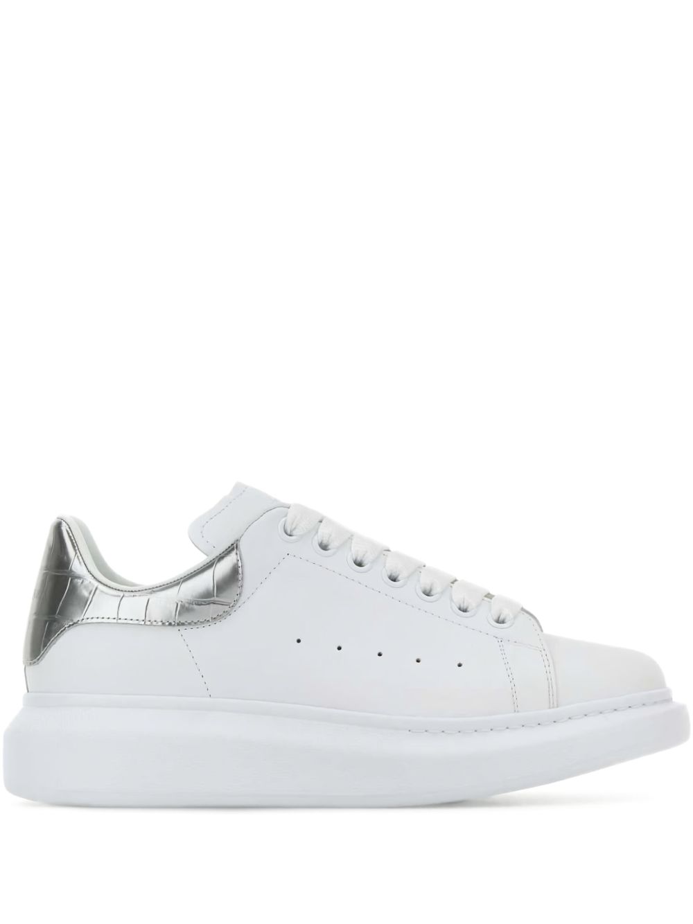 Alexander McQueen Oversized Leather Sneakers Silver Silver