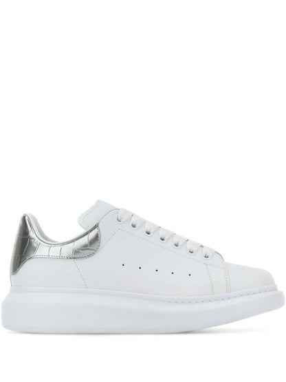 Alexander McQueen Oversized Leather Sneakers Silver Silver