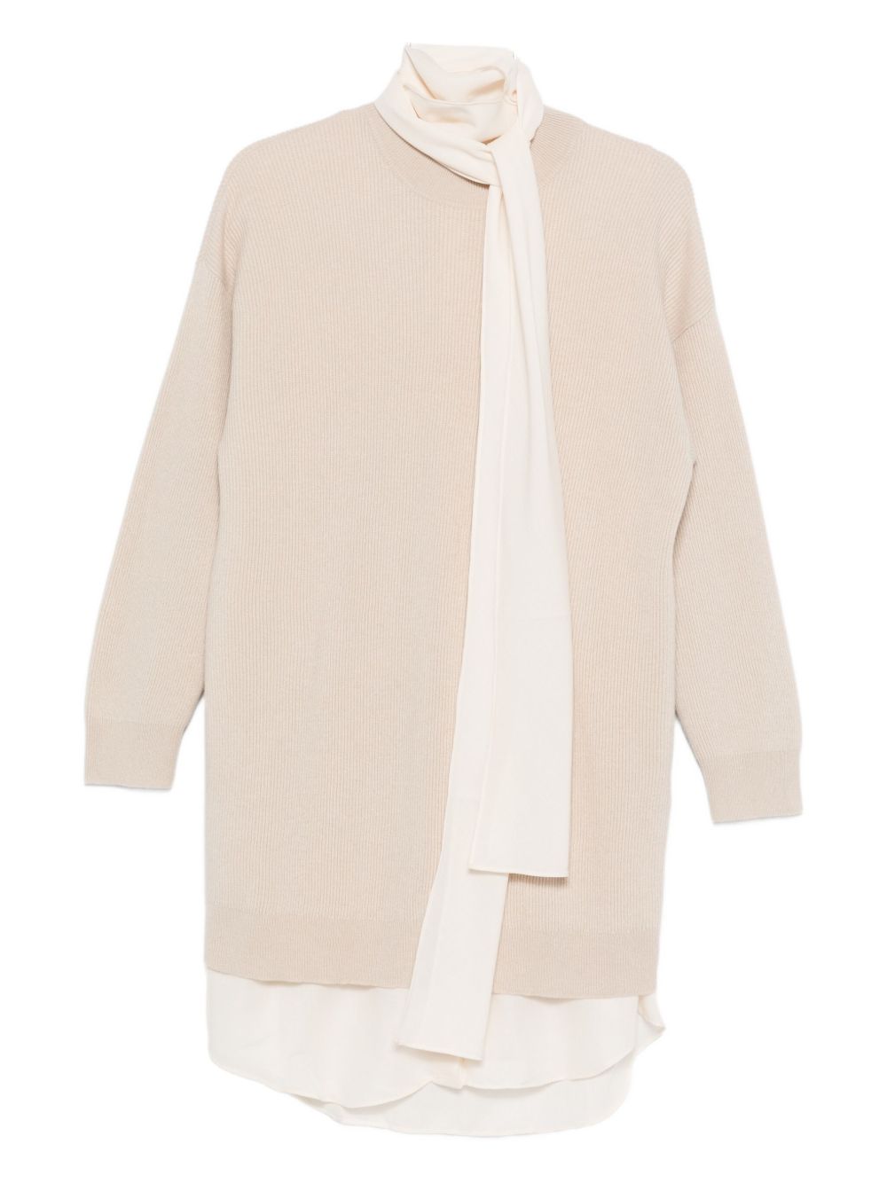 Brunello Cucinelli Ribbed-Knit Cashmere Mini Dress Beige beige