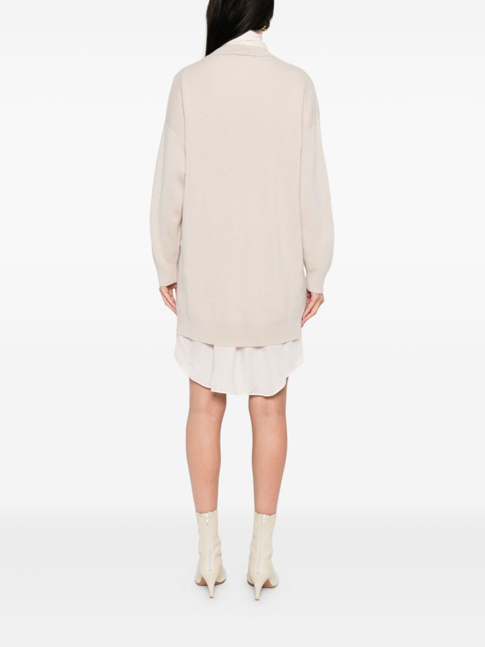 Brunello Cucinelli Ribbed-Knit Cashmere Mini Dress Beige beige