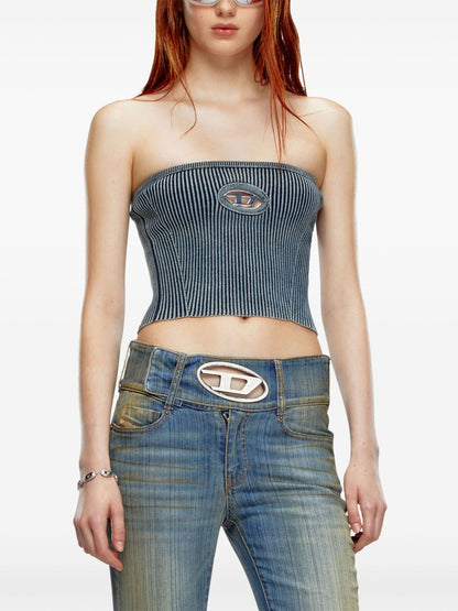 Diesel Silk-Blend Fitted Top in Blue Blue