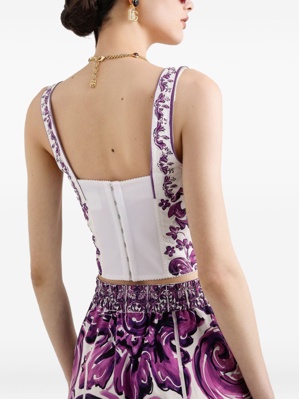 Dolce &amp; Gabbana Maiolica Sweetheart Bustier Top Purple