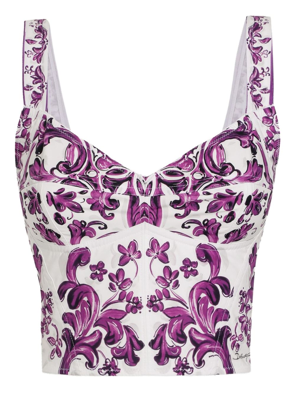 Dolce & Gabbana Maiolica Sweetheart Bustier Top Purple