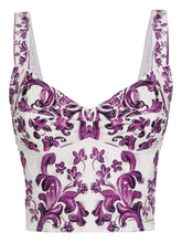Dolce & Gabbana Maiolica Sweetheart Bustier Top Purple