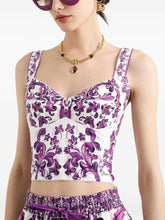 Dolce & Gabbana Maiolica Sweetheart Bustier Top Purple
